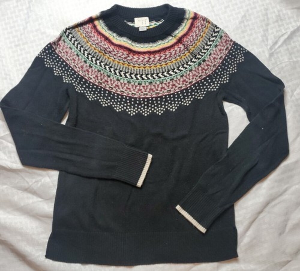 A New Day Fair Isle Sweater Womens Size xs black